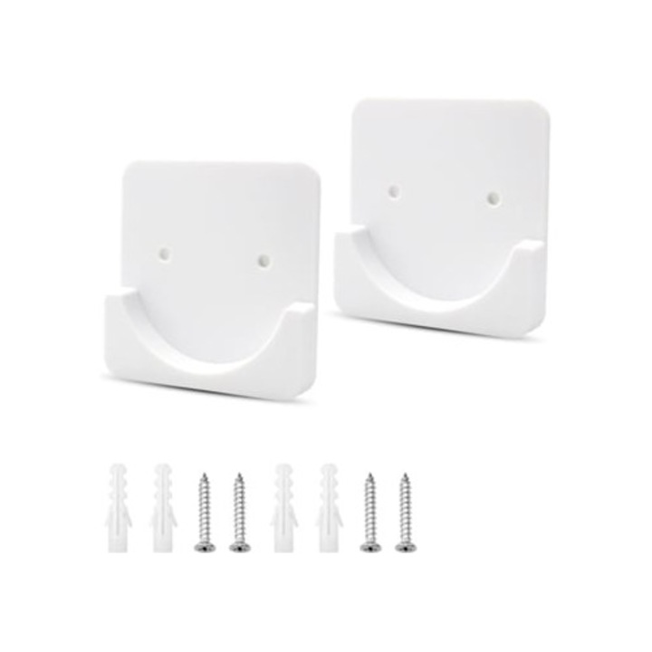 Suporturi adezive pentru bara de perdea de dus, alb, set