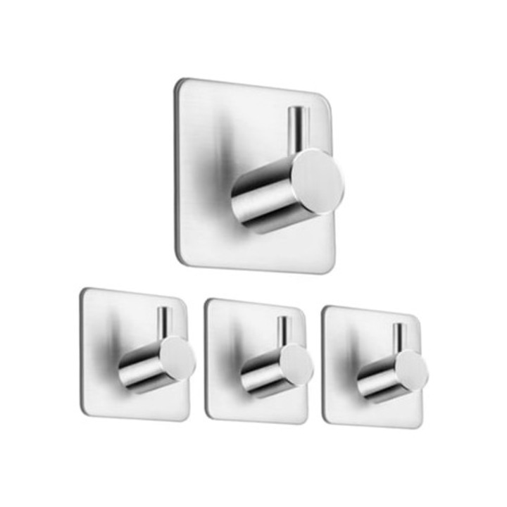 Suporturi adezive din otel inoxidabil, set, instalare usoara, pentru baie, dormitor, design