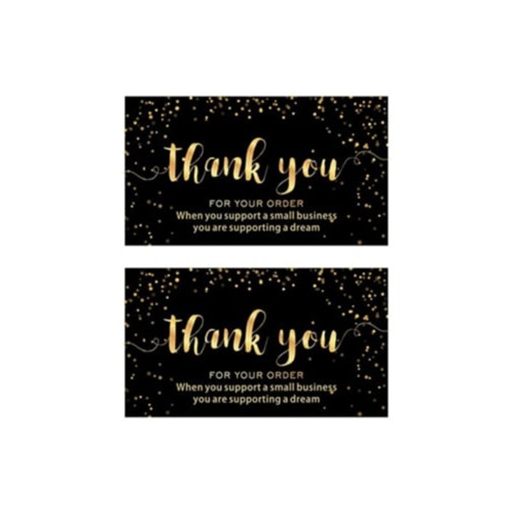 Set de 100 felicitari de multumire negre si aurii, 2x3.5 inci