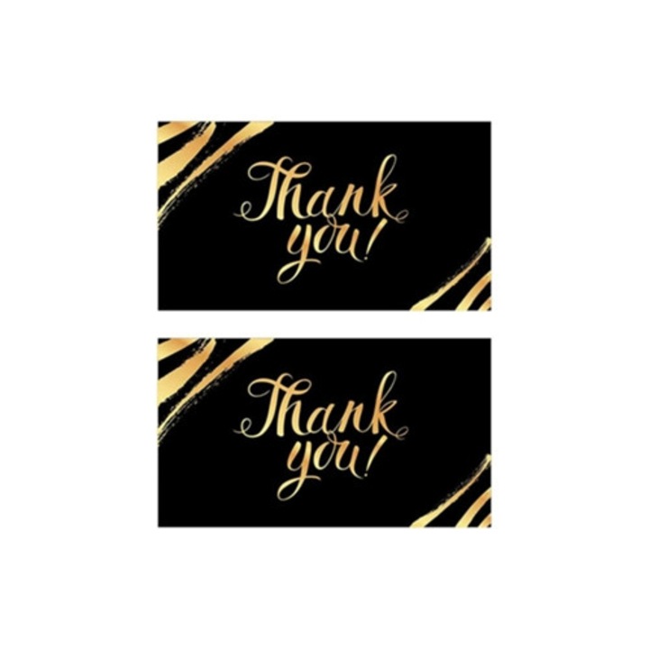 Set de 100 felicitari de multumire negre si aurii, 2x3.5 inci