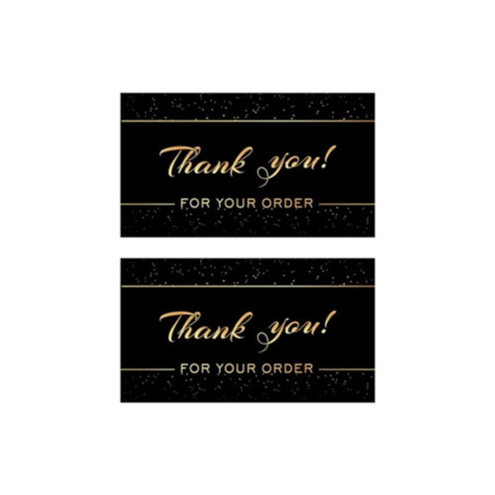 Set 100 Felicitari Aurii si Negre pentru Afaceri Mici, 2x3.5 Inches