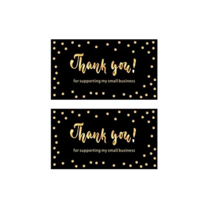 Set de 100 felicitari de multumire negre si aurii, 2x3.5 inci
