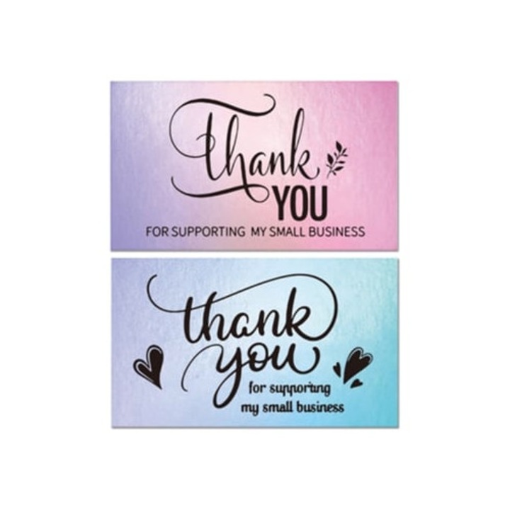 Set 100 Felicitari Holografice de Multumire 9x5cm, 2 Modele