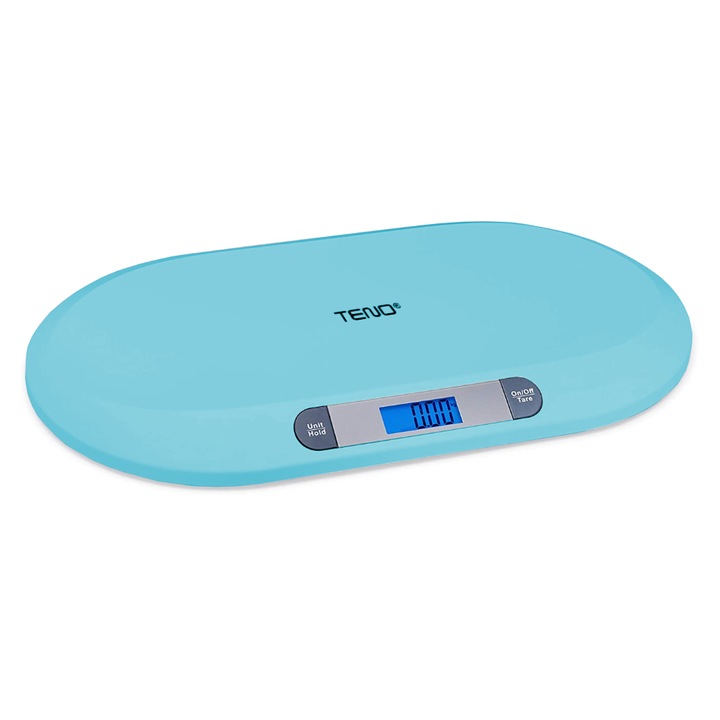 Cantar Electronic cu Display LCD Teno®, precizie la nivel de gram, greutate max 20KG, design ergonomic, ultra slim, albastru