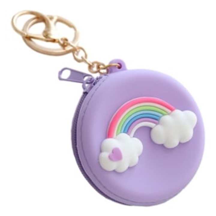 Portofel dama, rotund, din silicon, cu fermoar