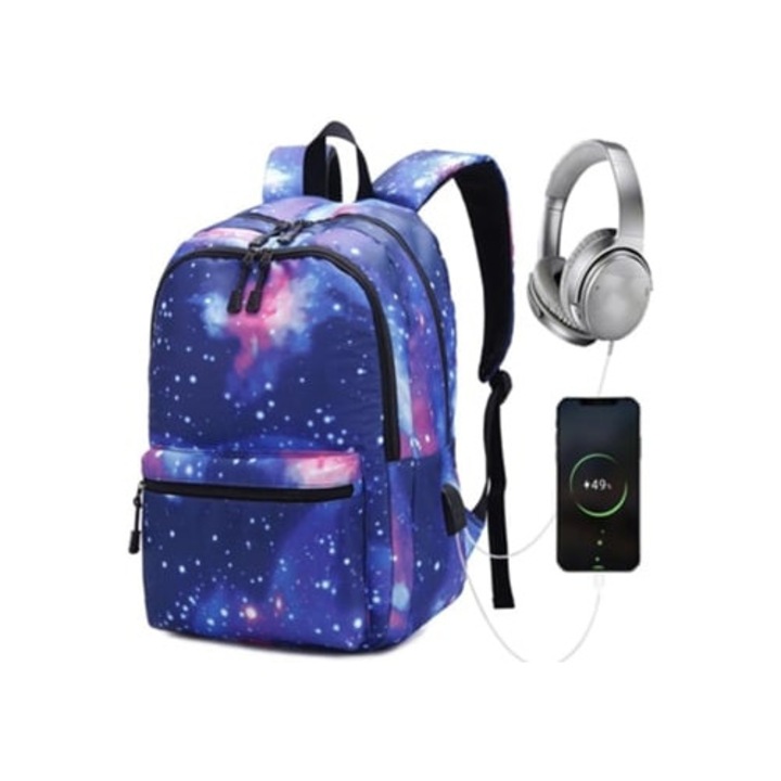 Rucsac impermeabil cu port USB, compartiment pentru laptop