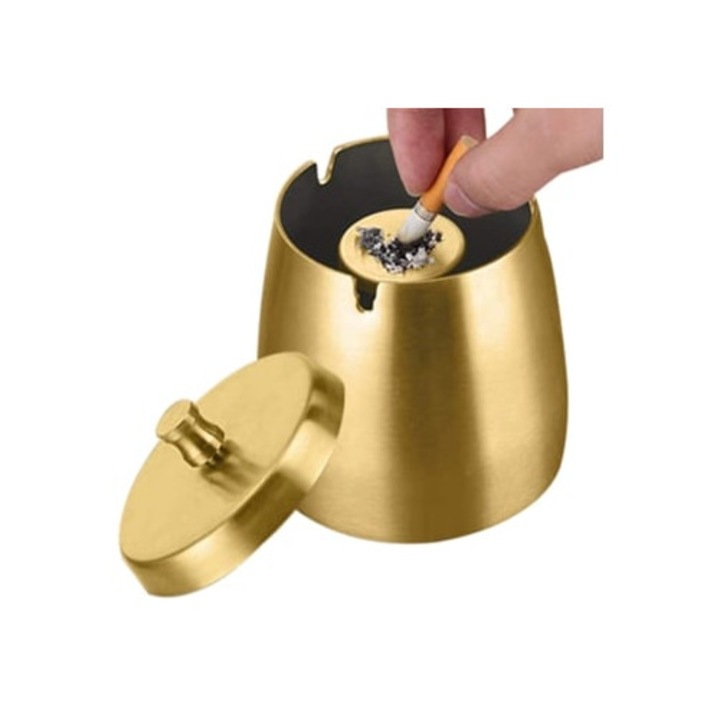 Scrumiera din otel inoxidabil, rezistenta la vant, pentru birou sau acasa