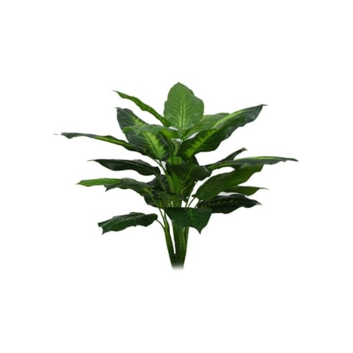 Planta artificial perenne 50cm, 25 frunze, arbust realist in ghiveci, verde