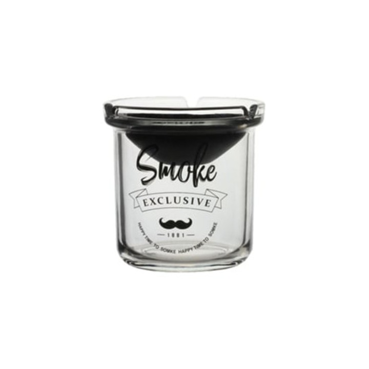 Scrumiera din sticla cu forma de palnie, stil nordic, otel inoxidabil, pentru interior si exterior