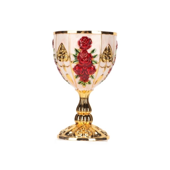 Pahar vintage, cupe medievale, model floral elegant, aliaj de zinc, set