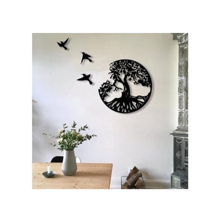 Decoratiune perete metalica eleganta, copac al familiei, decor simbolic, interior/exterior