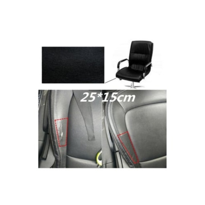 Set 6 Pachete Patches pentru Reparat Piele, 15x25cm, Aplicare Adeziva pentru Canapea, Scaun Auto, Geanta, Negru