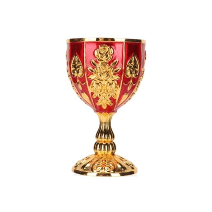 Pahar vintage, cupe medievale, model floral elegant, aliaj de zinc, set