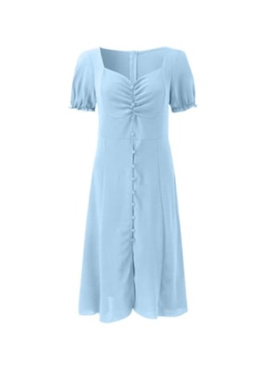 Rochie Puffed din Poliester Cottagecore pentru Femei, Albastru