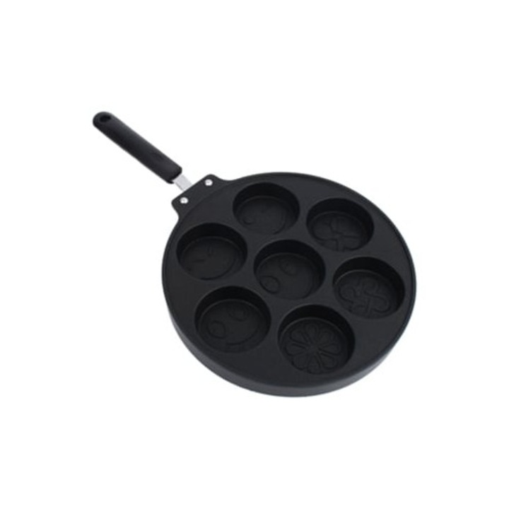 Hétlyukú tapadásmentes serpenyő, fekete