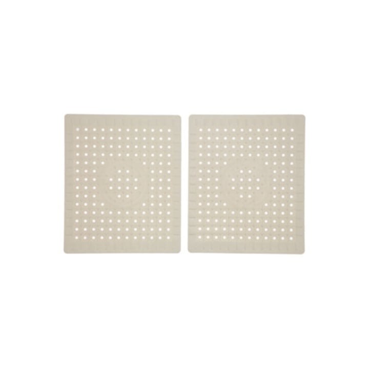 Set 2 covorase pentru chiuveta, design perforat, cauciuc, antiderapant, bej