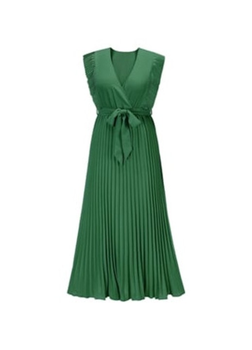 Rochie Midi Dama Eleganta cu Decolteu Adanc, Fusta Sirena, Verde, Poliester, L INTL
