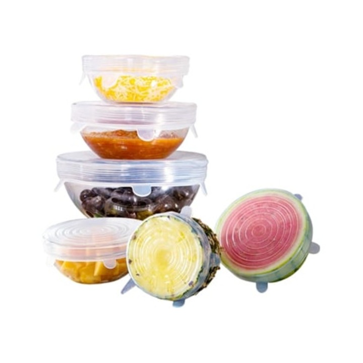 Set 6 capace din silicon, flexibil, rezistente la microunde si masina de spalat vase