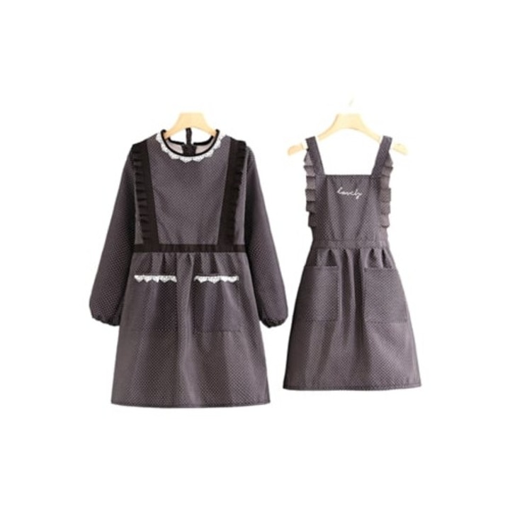 Set 2 sorturi bucatarie din bumbac si in, respirabile, rezistente la uzura, fara maneci, lungi