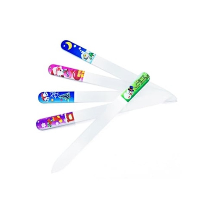 Set 5 pile, design Craciun, sticla cristal, multicolor