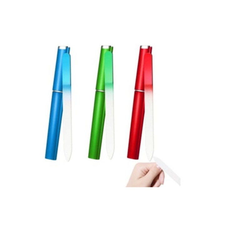 Pila cosmetica din sticla cristalina, pentru unghii naturale, cu doua fete, 15x2cm