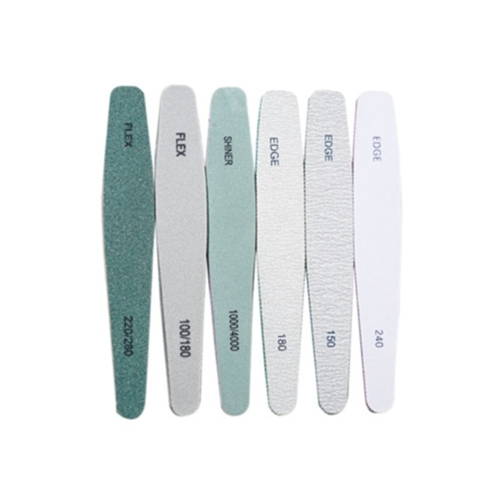 Set 6 pile burete pentru unghii, gri/verde