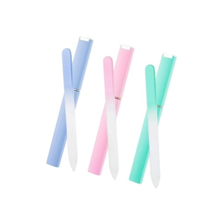 Set 3 Pile Cosmetice cu Tub, Pile Duble, Instrument Profesional pentru Manichiura, Multicolor