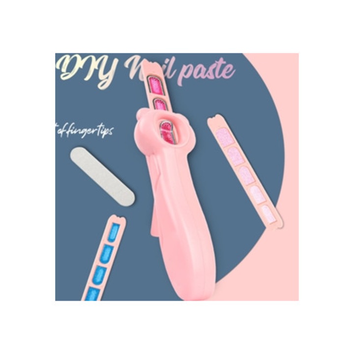 Set manichiura pentru copii, masina de unghii cu stampila, roz