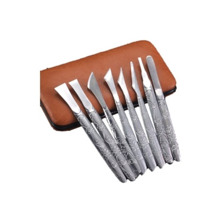 Set pile cosmetice, unealta pedichiura cu lama exfolianta, rasa pentru unghii, argintiu