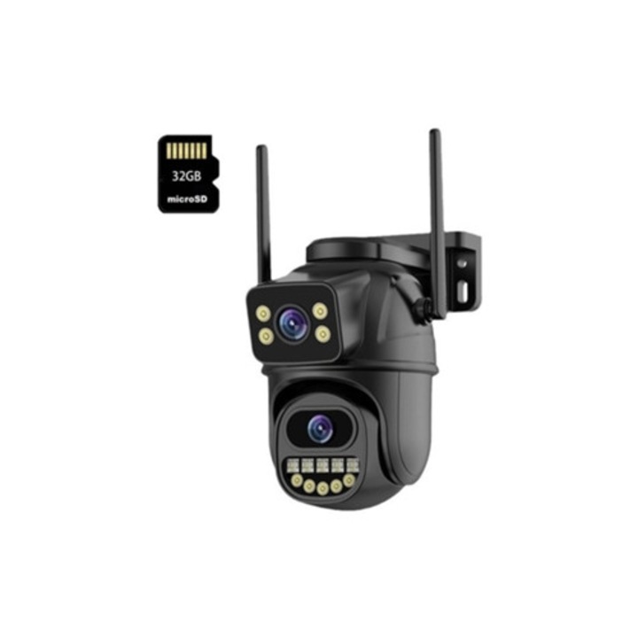 Camera de supraveghere SZSMART A33, 6MP, noapte color, neagra, cu card SD 32GB