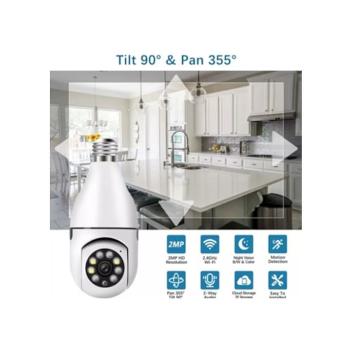 Camera de supraveghere SZSMART Wifi rotativa 355, FullHD, detectie de miscare