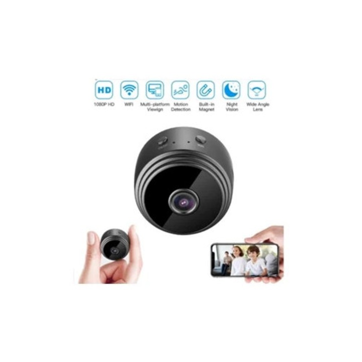 Camera spion mini cu baterie, Wifi 1080P, cu microfon
