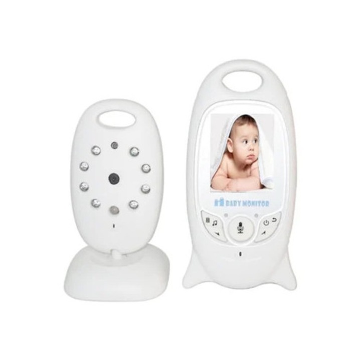 Set monitor video pentru bebelusi, 2.4Ghz, wireless, alb