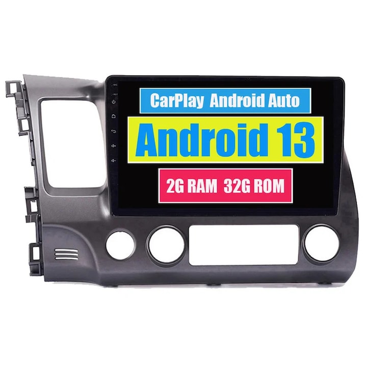 Multimedia player auto, CarPlay, Android, compatibil Honda Civic 8 FK FN FD 2005-2012, Bluetooth, GPS