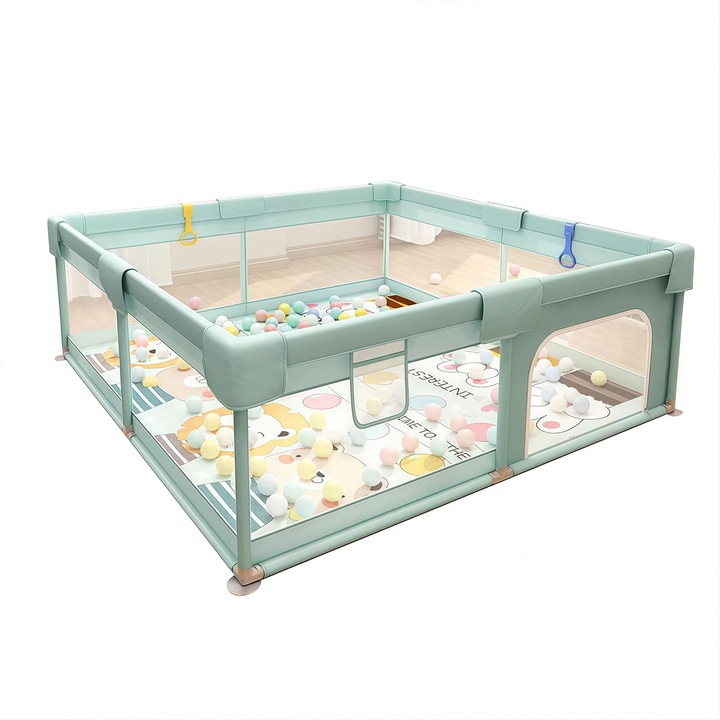 Кошара за игра за бебета, Morovan, 150x180x65см, дизайн с пълна мрежа, зелен