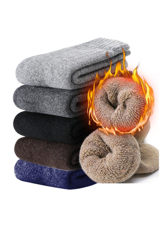 Set 6 Sosete pentru barbati din lana merino, super groase, termice, pentru drumetii, de iarna, calde, confortabile, pentru vreme rece