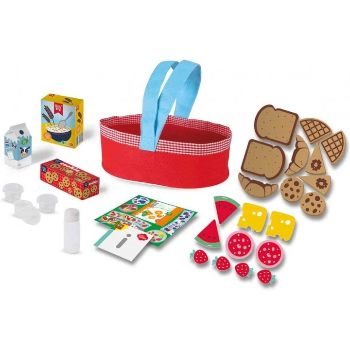 Set de joacă picnic SES cu cosuleț și accesorii, multicolor, 30x20x5cm