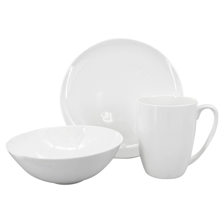 Комплект за маса, by inspire, порцелан, 3 части, бял