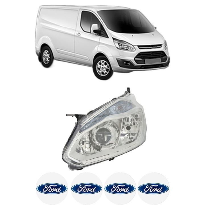 Far Stanga Fata FORD TRANSIT CUSTOM V362 Van (FY, FZ) din 2012-2023, Auto, DEPO, 4x Stickere auto cu FORD