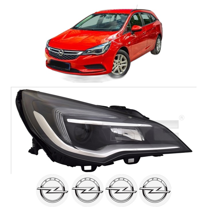 Far Dreapta Fata OPEL ASTRA K (B16) din 2015-2022, Auto, TYC, 4x Stickere auto cu OPEL