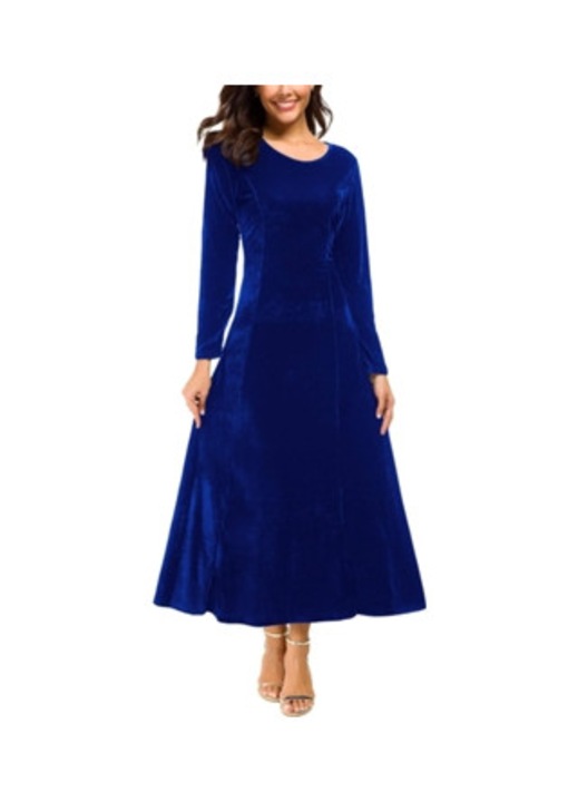 Rochie lunga eleganta fara maneci, albastru, fabricata din material de calitate, L INTL