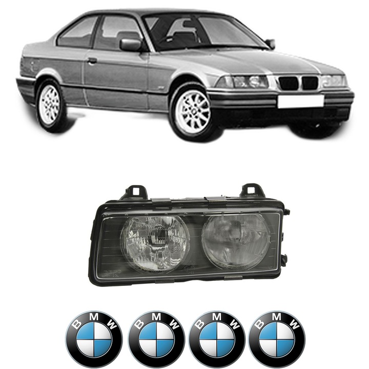Far Stanga Fata Bmw Seria 3 (E36) din 1990-1998, Auto, DEPO, 4x Stickere auto cu BMW