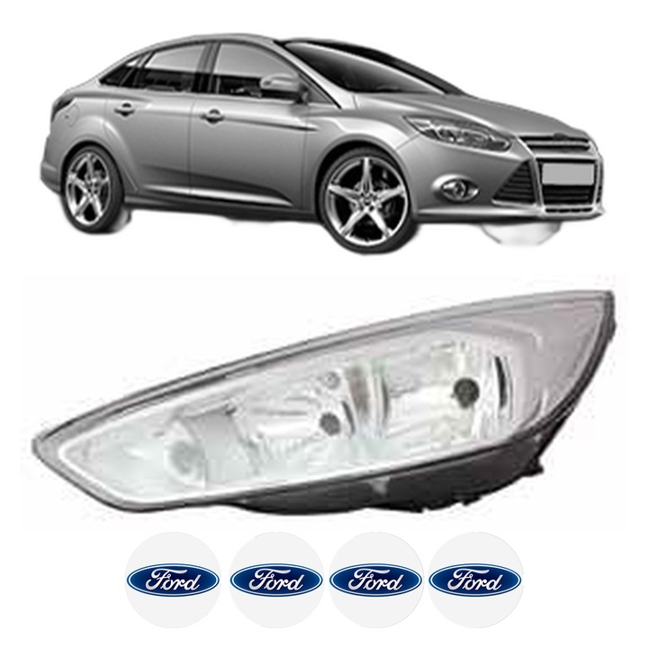 Far Stanga Fata FORD FOCUS III Saloon din 2010-2020, Auto, DEPO, 4x Stickere auto cu FORD