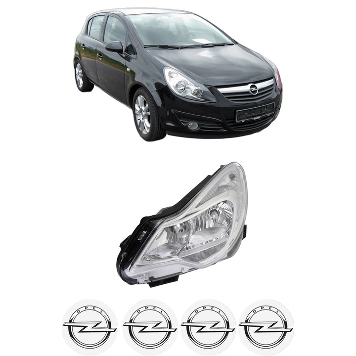 Far Stanga Fata OPEL CORSA D (S07) din 2006-2014, Auto, DEPO, 4x Stickere auto cu OPEL