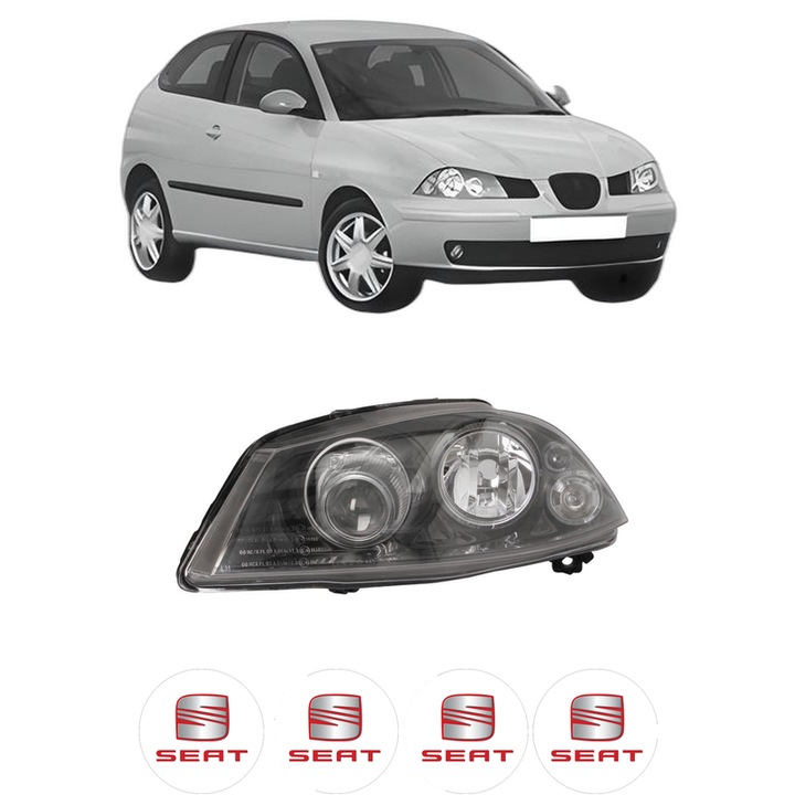 Far Stanga Fata SEAT IBIZA III (6L1) din 2002-2009, Auto, DEPO, 4x Stickere auto cu SEAT