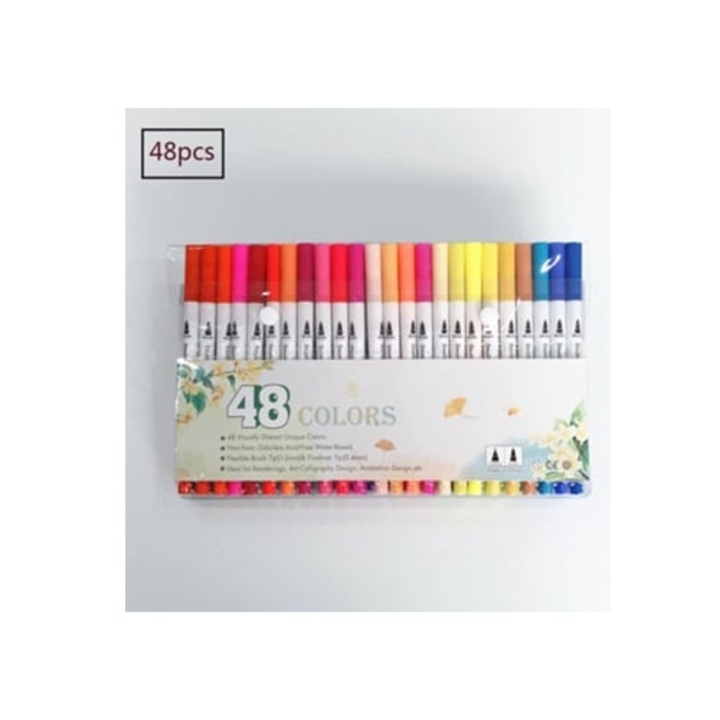 Комплект маркери, ексклузивни цветове, двоен връх, нетоксични 48 бр.