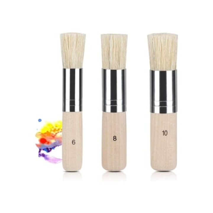 Pensule din peri naturali pentru pictura, set, confortabile, bej 3 buc