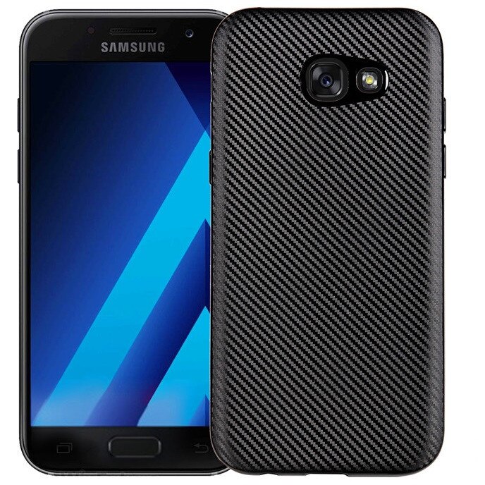 Capac de protectie Carbon Fiber pentru Samsung Galaxy A3 (2017), negru