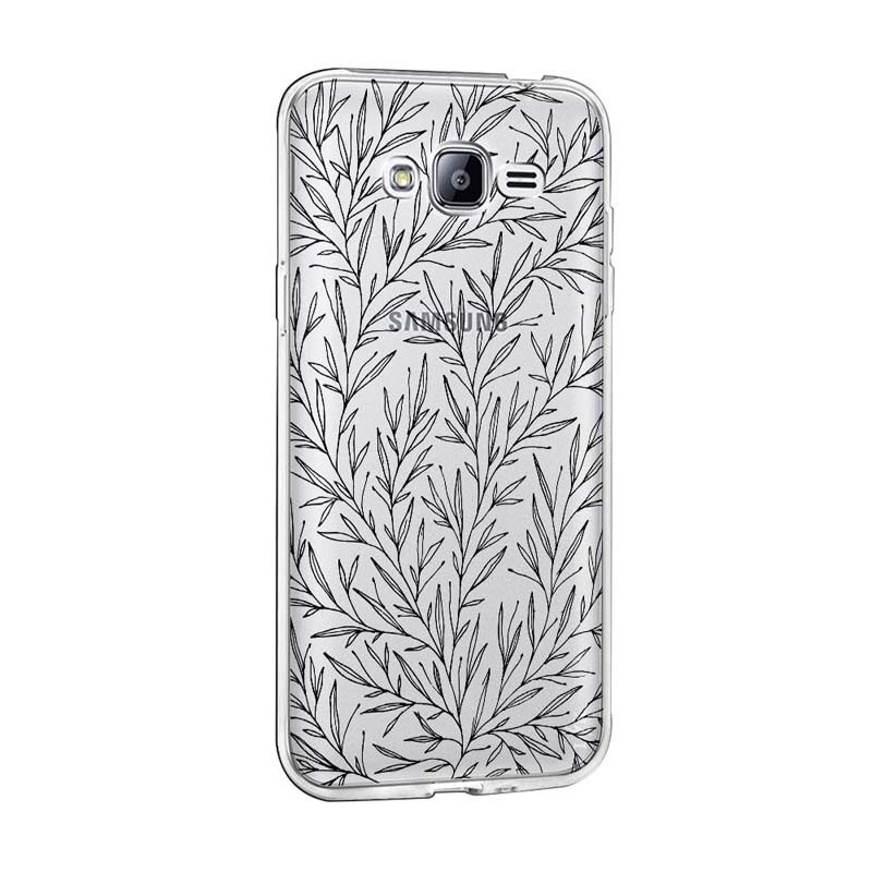 Husa Silicon, Ultra Slim 0.3MM, Leaf B&W, Samsung Galaxy J3 2016