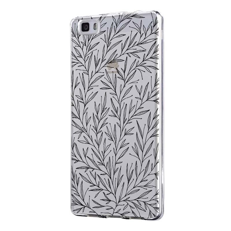 Husa Silicon, Ultra Slim 0.3MM, Leaf B&W, Huawei P8 LITE